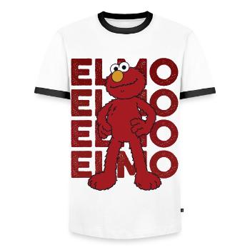 Sesame Street Elmo Pose - Men's Ringer Shirt - white/black - Front - AI Model Female 172 light (172cm) & AI Model Male 178 dark (178cm)