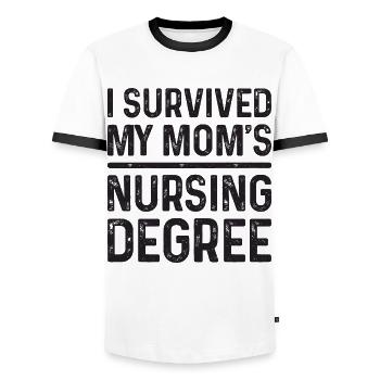 I graduated from nursing school - Men's Ringer Shirt - white/black - Front - AI Model Female 172 light (172cm) & AI Model Male 178 dark (178cm)