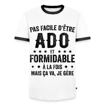 Stylish Funny Design For Teens That Assure - Men's Ringer Shirt - white/black - Front - AI Model Female 172 light (172cm) & AI Model Male 178 dark (178cm)