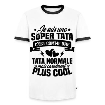 Je suis une super tata, humour cadeau tata - T-shirt contrasté Homme - blanc/noir - Devant - AI Model Female 172 light (172cm) & AI Model Male 178 dark (178cm)