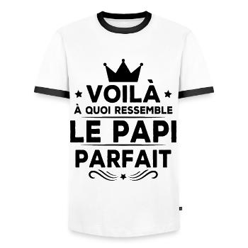 Voila à Quoi Ressemble le Papi Parfait - T-shirt contrasté Homme - blanc/noir - Devant - AI Model Female 172 light (172cm) & AI Model Male 178 dark (178cm)