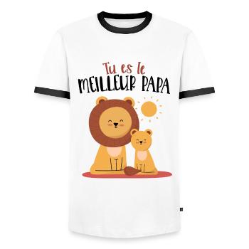 Meilleur papa fête des pères Body bébé - T-shirt contrasté Homme - blanc/noir - Devant - AI Model Female 172 light (172cm) & AI Model Male 178 dark (178cm)