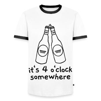 It's 4 o'clock somewhere | Bier lustig funshirt - Männer Kontrast-T-Shirt - Weiß/Schwarz - Vorne - AI Model Female 172 light (172cm) & AI Model Male 178 dark (178cm)