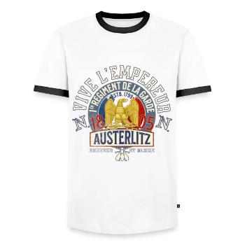 Vive l empereur Austerlitz 1805 - T-shirt contrasté Homme - blanc/noir - Devant - AI Model Female 172 light (172cm) & AI Model Male 178 dark (178cm)