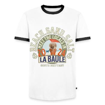 Meet the locals in La Baule - T-shirt contrasté Homme - blanc/noir - Devant - AI Model Female 172 light (172cm) & AI Model Male 178 dark (178cm)