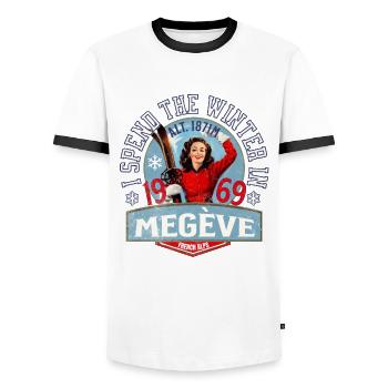 Den Winter verbringe ich in Megève - Männer Kontrast-T-Shirt - Weiß/Schwarz - Vorne - AI Model Female 172 light (172cm) & AI Model Male 178 dark (178cm)