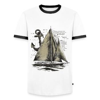 Sailboat with anchor gift - Men's Ringer Shirt - white/black - Front - AI Model Female 172 light (172cm) & AI Model Male 178 dark (178cm)