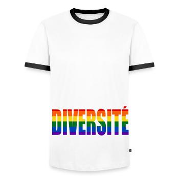 LGBT freedom equality diversity - Men's Ringer Shirt - white/black - Front - AI Model Female 172 light (172cm) & AI Model Male 178 dark (178cm)