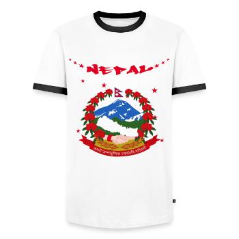 Nepal - Männer Kontrast-T-Shirt - Weiß/Schwarz - Vorne - AI Model Female 172 light (172cm) & AI Model Male 178 dark (178cm)