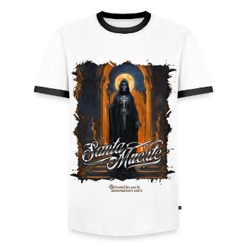 Santa Muerte - T-shirt contrasté Homme - blanc/noir - Devant - AI Model Female 172 light (172cm) & AI Model Male 178 dark (178cm)