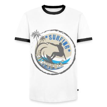 Surfing California - Männer Kontrast-T-Shirt - Weiß/Schwarz - Vorne - AI Model Female 172 light (172cm) & AI Model Male 178 dark (178cm)