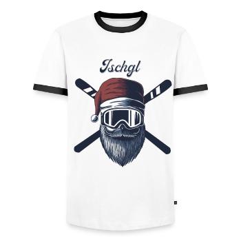Ischgl Ski Sknowboard - Männer Kontrast-T-Shirt - Weiß/Schwarz - Vorne - AI Model Female 172 light (172cm) & AI Model Male 178 dark (178cm)