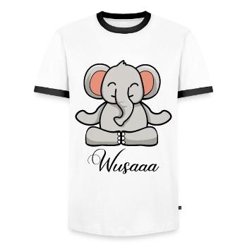 Auszeit Durchatmen Wusaaa Elefant - Männer Kontrast-T-Shirt - Weiß/Schwarz - Vorne - AI Model Female 172 light (172cm) & AI Model Male 178 dark (178cm)