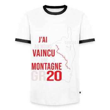 GR 20 vaincu une montagne corse randonnee gr 20 - T-shirt contrasté Homme - blanc/noir - Devant - AI Model Female 172 light (172cm) & AI Model Male 178 dark (178cm)