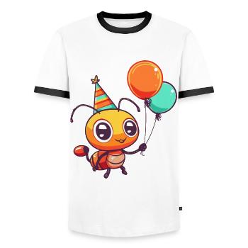 Ant Birthday Baby - Men's Ringer Shirt - white/black - Front - AI Model Female 172 light (172cm) & AI Model Male 178 dark (178cm)
