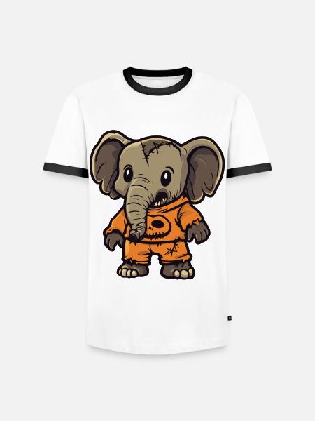 Mammoth Halloween Comic Funny - Men's Ringer Shirt - white/black