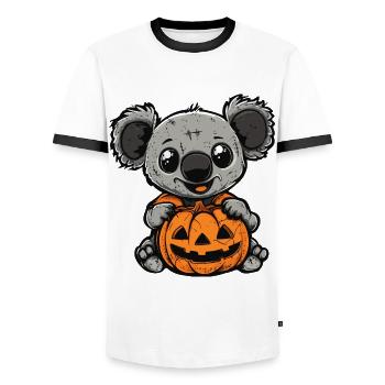 Koala Halloween Bande Dessinée Drôle - T-shirt contrasté Homme - blanc/noir - Devant - AI Model Female 172 light (172cm) & AI Model Male 178 dark (178cm)