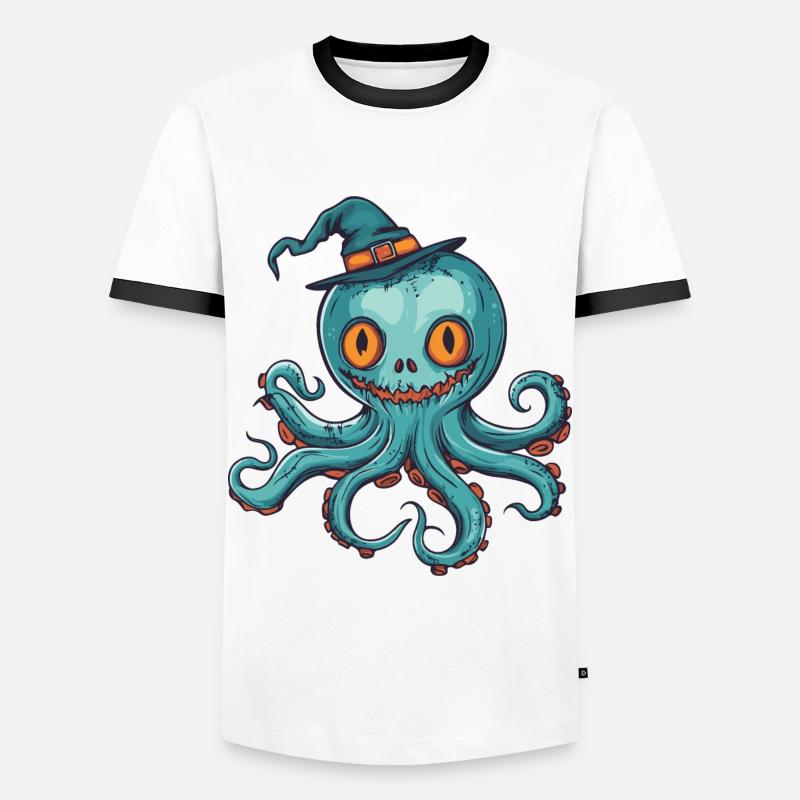 Octopus Halloween Comic Funny - Men's Ringer Shirt - white/black