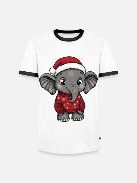 Elephant Christmas Comic - Men's Ringer Shirt - white/black