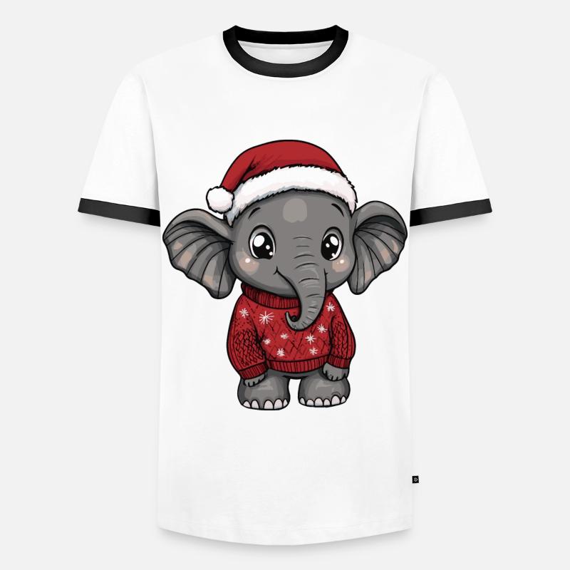 Elephant Christmas Comic - Men's Ringer Shirt - white/black