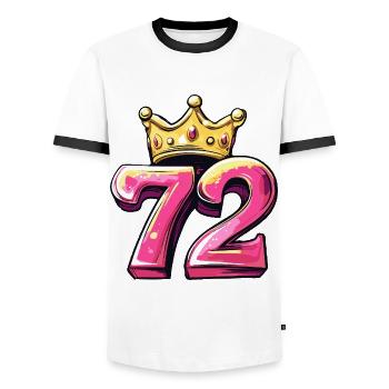 72 Zahl Krone - Männer Kontrast-T-Shirt - Weiß/Schwarz - Vorne - AI Model Female 172 light (172cm) & AI Model Male 178 dark (178cm)
