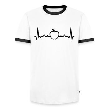 Aliments sains aux pommes Heartbeat - T-shirt contrasté Homme - blanc/noir - Devant - AI Model Female 172 light (172cm) & AI Model Male 178 dark (178cm)