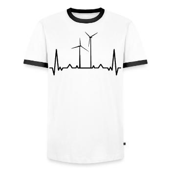 Heartbeat wind farm wind turbine wind power windmill - Men's Ringer Shirt - white/black - Front - AI Model Female 172 light (172cm) & AI Model Male 178 dark (178cm)