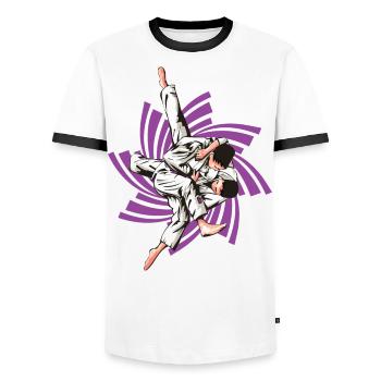 Lila Judo - Männer Kontrast-T-Shirt - Weiß/Schwarz - Vorne - AI Model Female 172 light (172cm) & AI Model Male 178 dark (178cm)