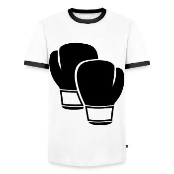 Boxing - Men's Ringer Shirt - white/black - Front - AI Model Female 172 light (172cm) & AI Model Male 178 dark (178cm)