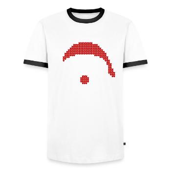 Weihnachtsmann (Frohe-Weihnachten-Strick-Edition) - Männer Kontrast-T-Shirt - Weiß/Schwarz - Vorne - AI Model Female 172 light (172cm) & AI Model Male 178 dark (178cm)
