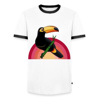 toucan - T-shirt contrasté Homme - blanc/noir - Devant - AI Model Female 172 light (172cm) & AI Model Male 178 dark (178cm)