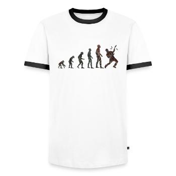 Guitare rock évolution - T-shirt contrasté Homme - blanc/noir - Devant - AI Model Female 172 light (172cm) & AI Model Male 178 dark (178cm)