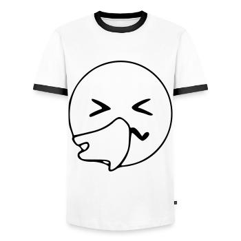 Emoji sneeze sketch black - Men's Ringer Shirt - white/black - Front - AI Model Female 172 light (172cm) & AI Model Male 178 dark (178cm)