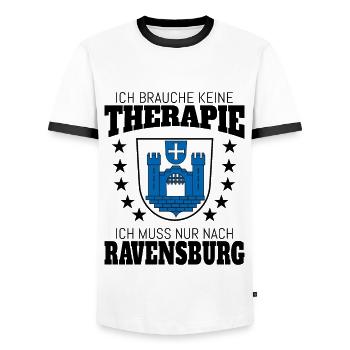 Ravensburg Therapy Ravensburger Upper Swabia - Men's Ringer Shirt - white/black - Front - AI Model Female 172 light (172cm) & AI Model Male 178 dark (178cm)