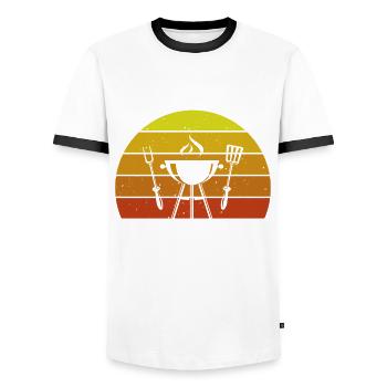 Every Day is Grill Day Grilling Grill Master - Men's Ringer Shirt - white/black - Front - AI Model Female 172 light (172cm) & AI Model Male 178 dark (178cm)