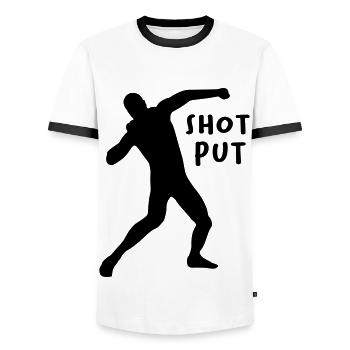 Lancer du poids - T-shirt contrasté Homme - blanc/noir - Devant - AI Model Female 172 light (172cm) & AI Model Male 178 dark (178cm)