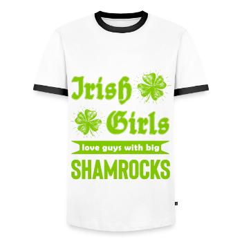 Irish Girls love guys with big shamrocks - Männer Kontrast-T-Shirt - Weiß/Schwarz - Vorne - AI Model Female 172 light (172cm) & AI Model Male 178 dark (178cm)