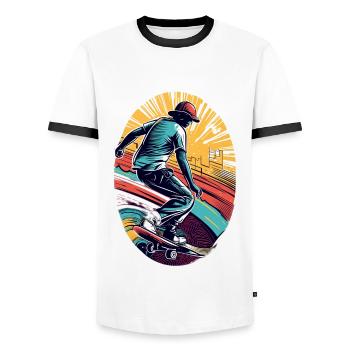 Skater Skateboard - Männer Kontrast-T-Shirt - Weiß/Schwarz - Vorne - AI Model Female 172 light (172cm) & AI Model Male 178 dark (178cm)