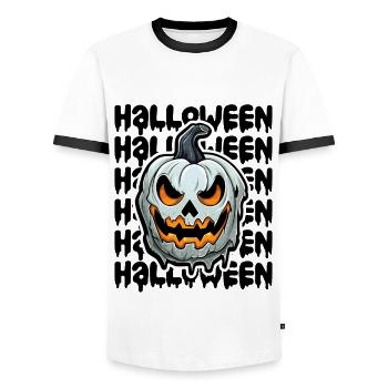 Halloween Design gruselig für die nächste Party - Männer Kontrast-T-Shirt - Weiß/Schwarz - Vorne - AI Model Female 172 light (172cm) & AI Model Male 178 dark (178cm)