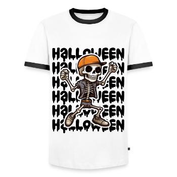 Halloween Design gruselig für die nächste Party - Männer Kontrast-T-Shirt - Weiß/Schwarz - Vorne - AI Model Female 172 light (172cm) & AI Model Male 178 dark (178cm)