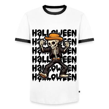 Halloween Design gruselig für die nächste Party - Männer Kontrast-T-Shirt - Weiß/Schwarz - Vorne - AI Model Female 172 light (172cm) & AI Model Male 178 dark (178cm)