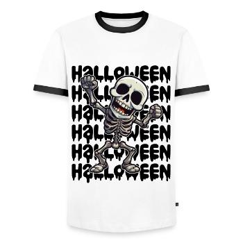 Halloween Design gruselig für die nächste Party - Männer Kontrast-T-Shirt - Weiß/Schwarz - Vorne - AI Model Female 172 light (172cm) & AI Model Male 178 dark (178cm)