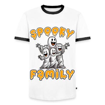 Halloween Spooky Family für die nächste Party - Männer Kontrast-T-Shirt - Weiß/Schwarz - Vorne - AI Model Female 172 light (172cm) & AI Model Male 178 dark (178cm)