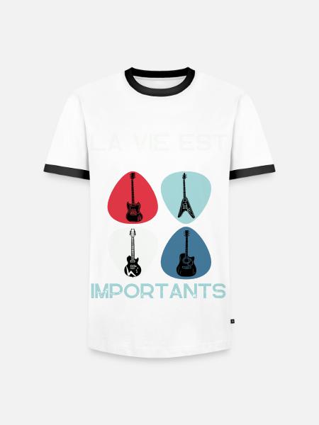 Guitariste humour guitare cadeau homme femme - T-shirt contrasté Homme - blanc/noir