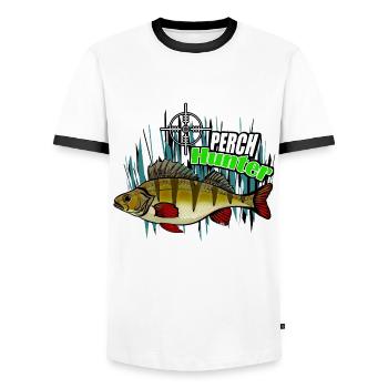 Barschjäger - Männer Kontrast-T-Shirt - Weiß/Schwarz - Vorne - AI Model Female 172 light (172cm) & AI Model Male 178 dark (178cm)