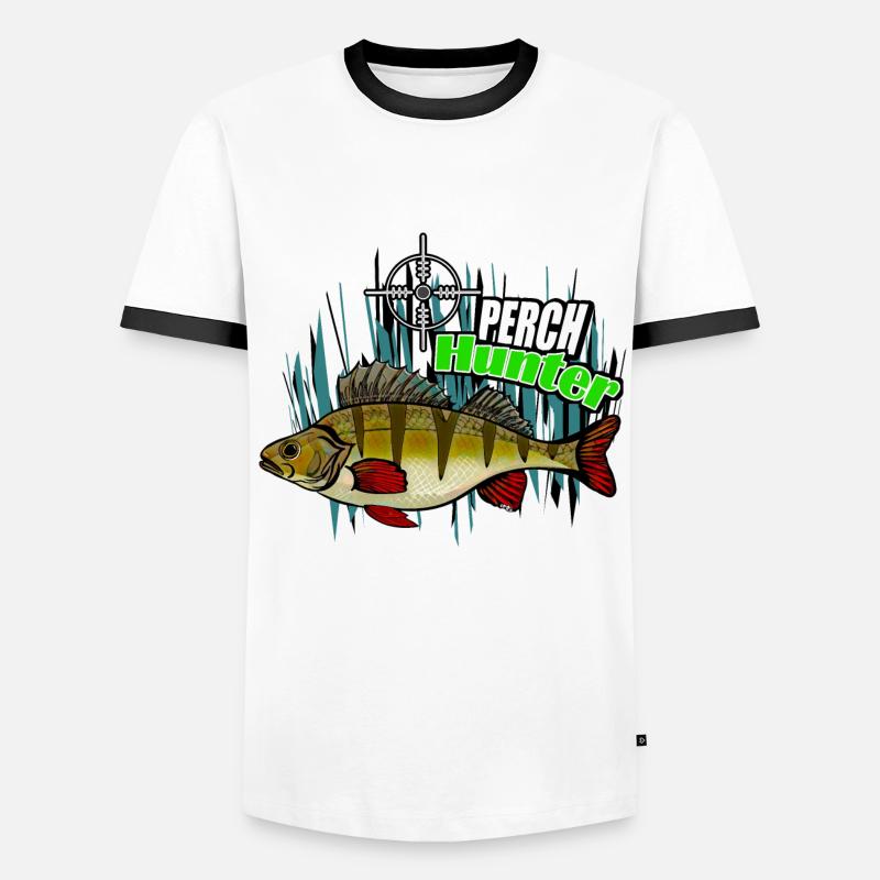 Perch hunter - Men's Ringer Shirt - white/black