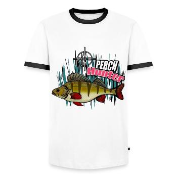 Barschjäger - Männer Kontrast-T-Shirt - Weiß/Schwarz - Vorne - AI Model Female 172 light (172cm) & AI Model Male 178 dark (178cm)
