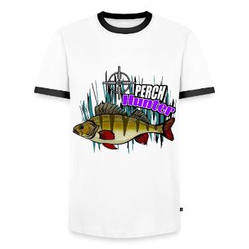 Barschjäger - Männer Kontrast-T-Shirt - Weiß/Schwarz - Vorne - AI Model Female 172 light (172cm) & AI Model Male 178 dark (178cm)