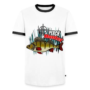 Barschjäger - Männer Kontrast-T-Shirt - Weiß/Schwarz - Vorne - AI Model Female 172 light (172cm) & AI Model Male 178 dark (178cm)