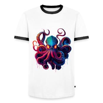 Octopus illustration - Men's Ringer Shirt - white/black - Front - AI Model Female 172 light (172cm) & AI Model Male 178 dark (178cm)